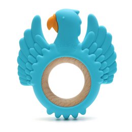 Parrot Wood & Silicone Teether | TURQUOISE