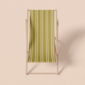 Yellow beech wood striped polyester deckchair Léonie model