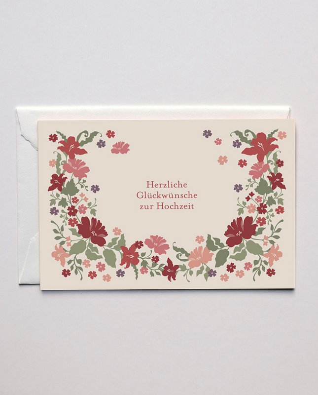 Bryllupskort blomsterkrans