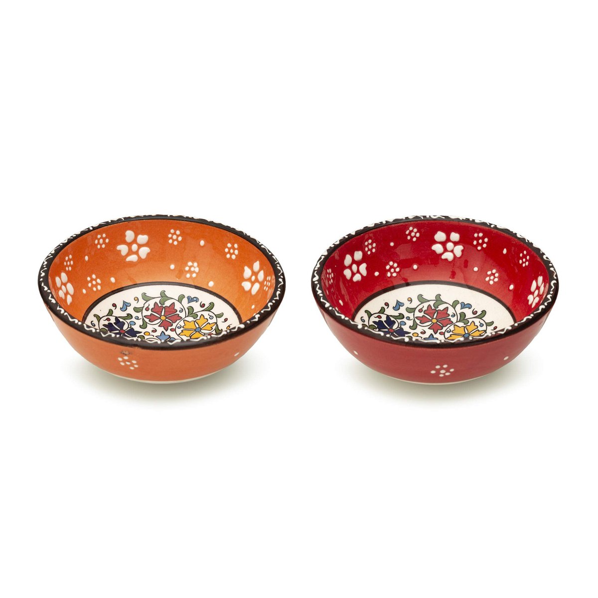 Juego de 2 cuencos decorativos de cerámica - 15 cm hechos a mano