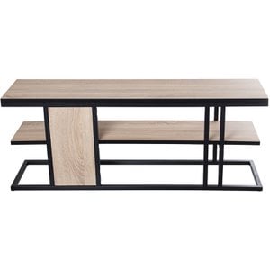 TV TABLE WOOD COLOR OAK/BLACK METAL _120X30X46CM ST72298