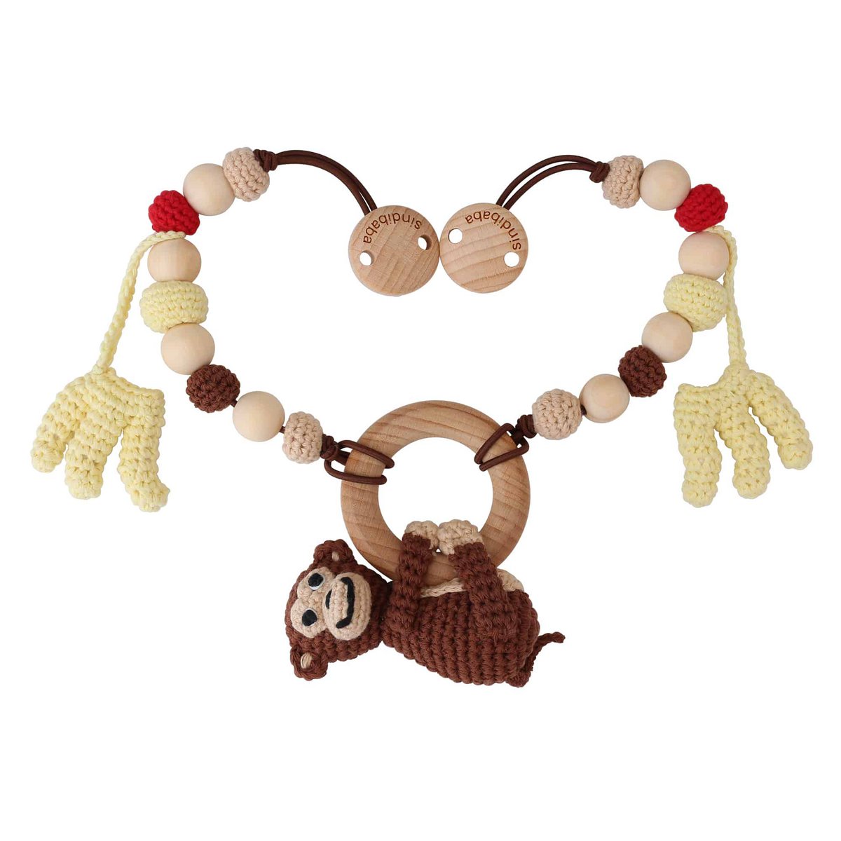 Crocheted stroller chain monkey CHARLIE (3in1)