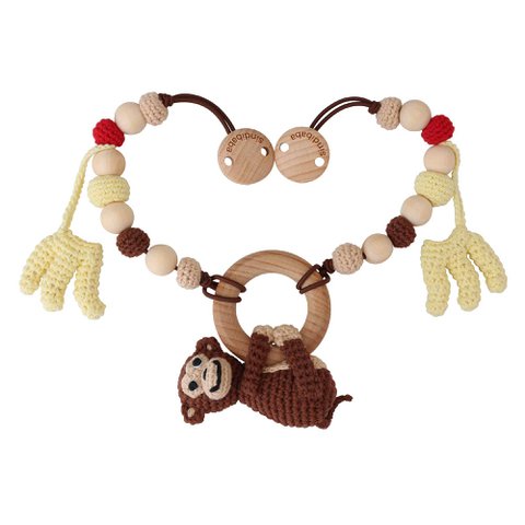 Gehaakte kinderwagenketting aap CHARLIE (3in1)