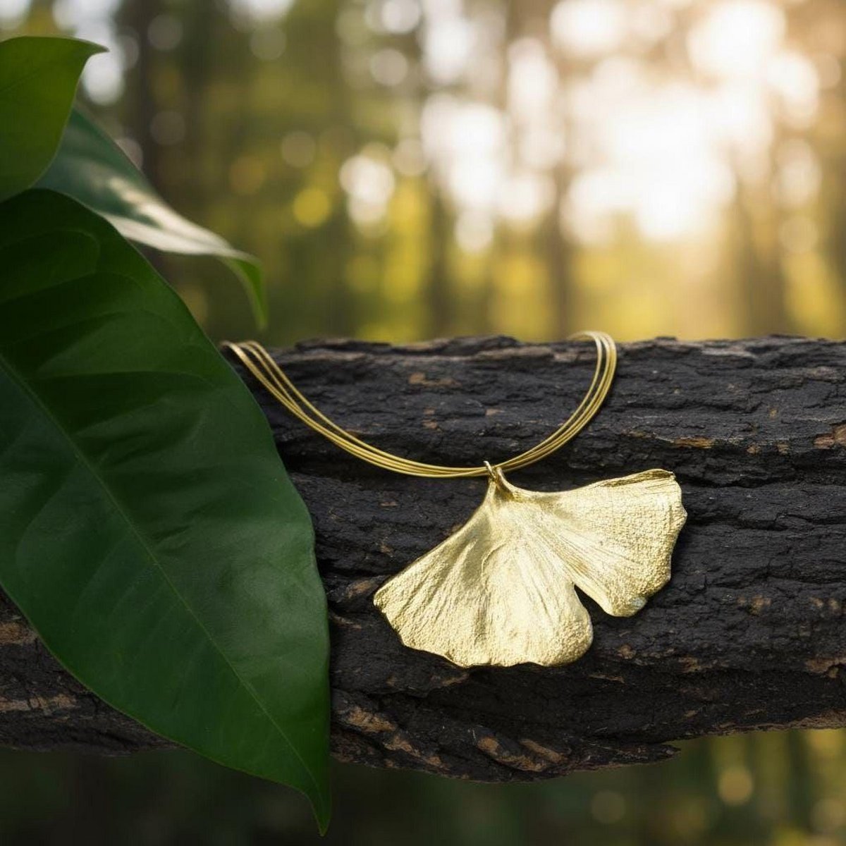 Real Ginkgo Biloba Leaf Necklace, 14K Gold Plated Brass Pendant, Handmade Jewelry Gift for Her, Birthday Gift for Women, Nature-Inspired