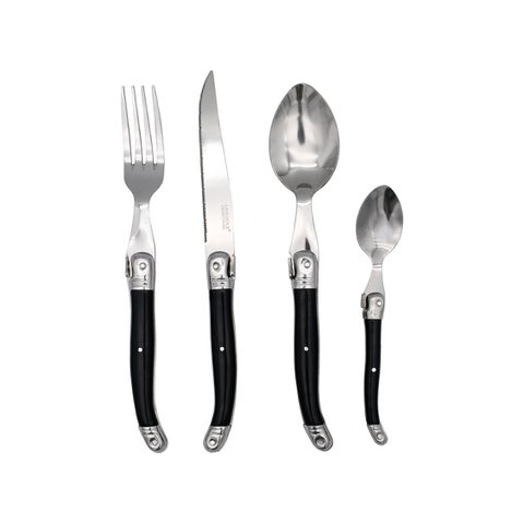 Laguiole HERITAGE cutlery set - Black ABS handle – 24 pieces