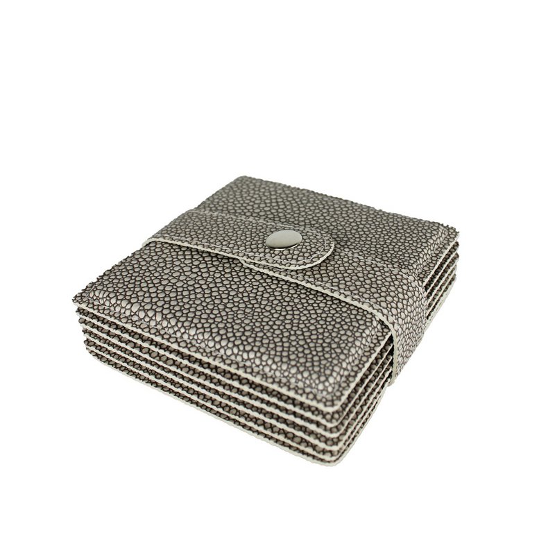 Glasuntersetzer 6-er Set Rochen Kunstleder grau Untersetzer