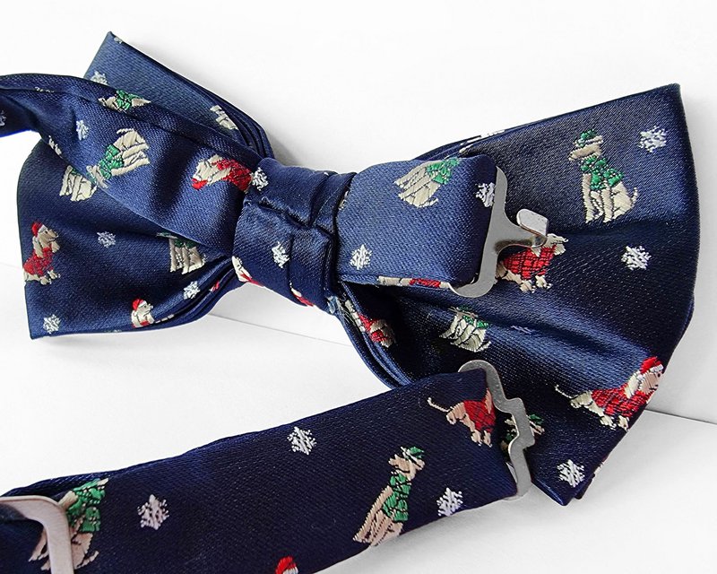 Bowtie - Mørkeblå med julehunde