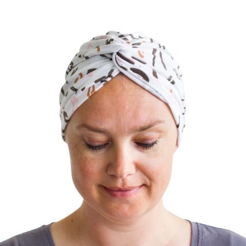 White Summer Turban Hat, Single Layered Turban Cap, Chemo Headwear