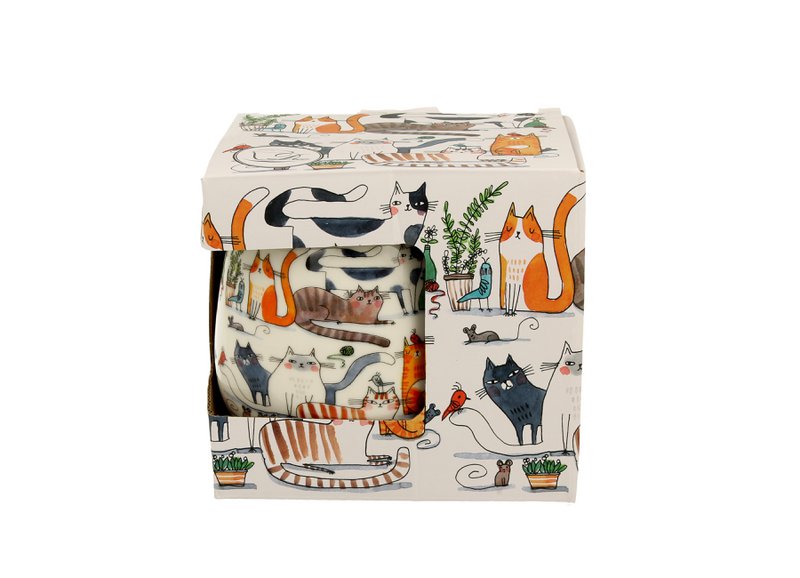 DUO CATS Mug + Infuser , 430ml, LAZY CATS, giftbox