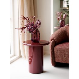 Vaas, mondgeblazen glas, gerookt rood, ø17x21 cm
