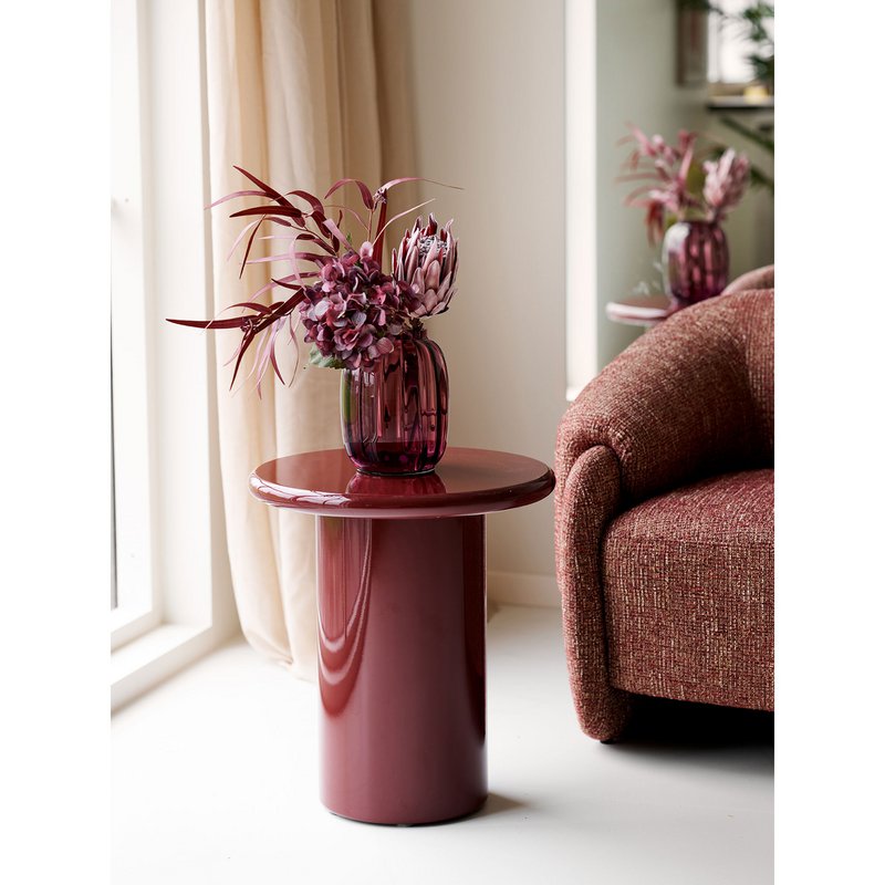 Vaas, mondgeblazen glas, gerookt rood, ø17x21 cm