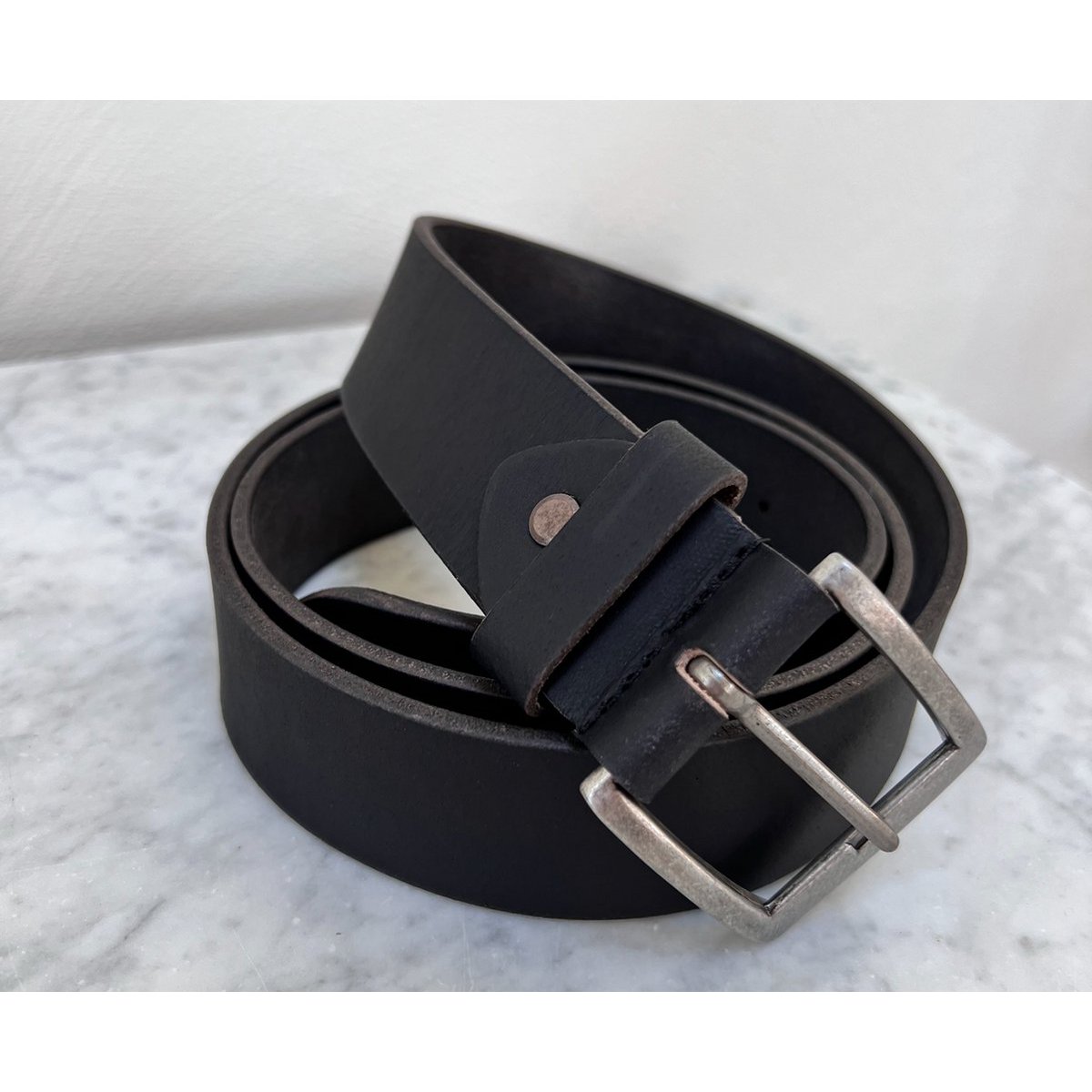 Lundholm leather belt men's leather cognac brown black - 115 cm - adjustable to size - Scandinavian design - gift for man men's gifts tip father's day gift father's day gift
