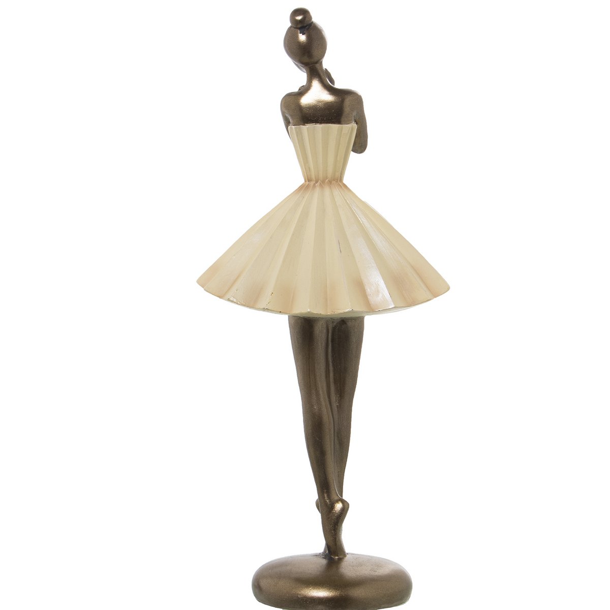 KREMOWA/ZŁOTA FIGURA TANCERKA Z ŻYWICY 14X11X34CM ST50402