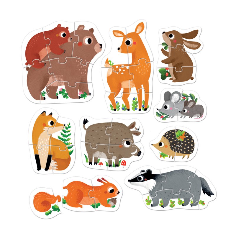 Puzzle progressivi Animali della foresta 2+