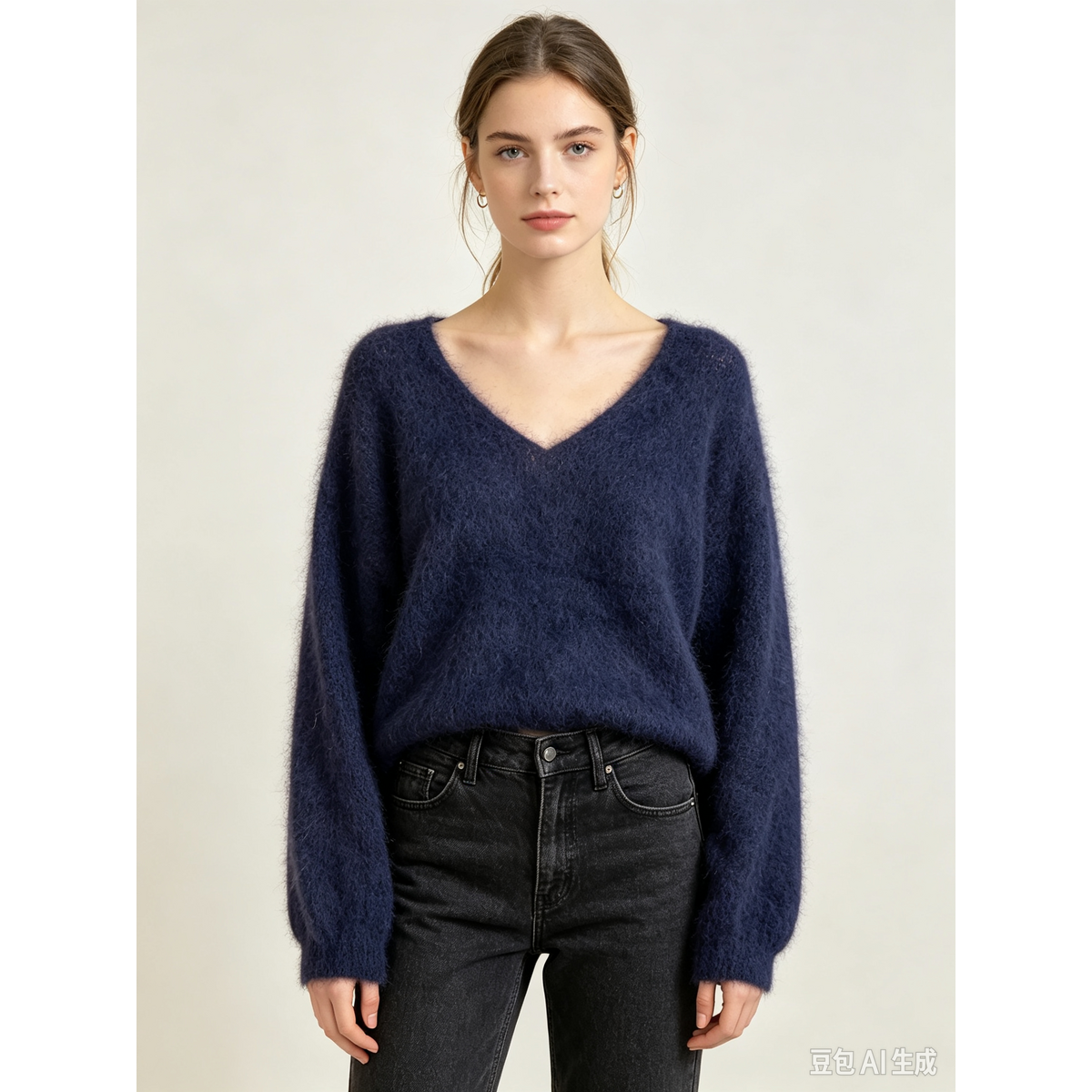 Mohair trui met V-hals REF. 7714