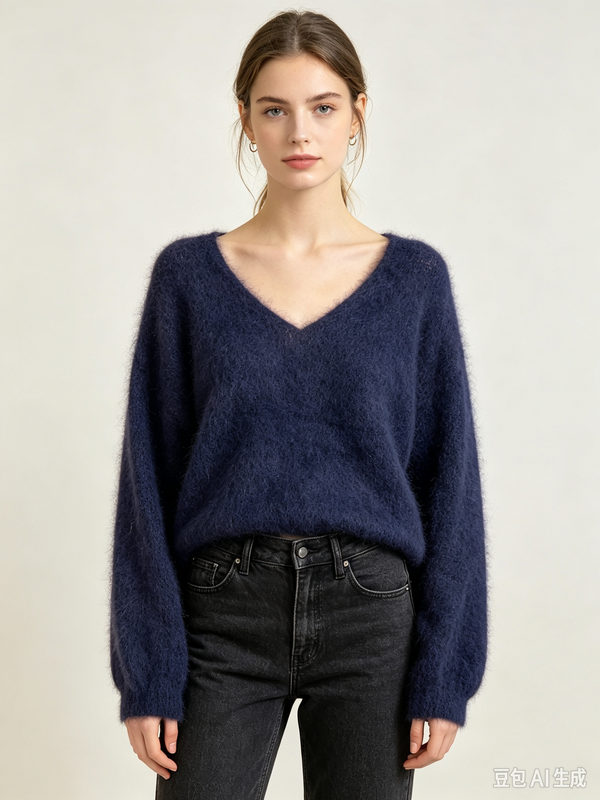 Mohair trui met V-hals REF. 7714
