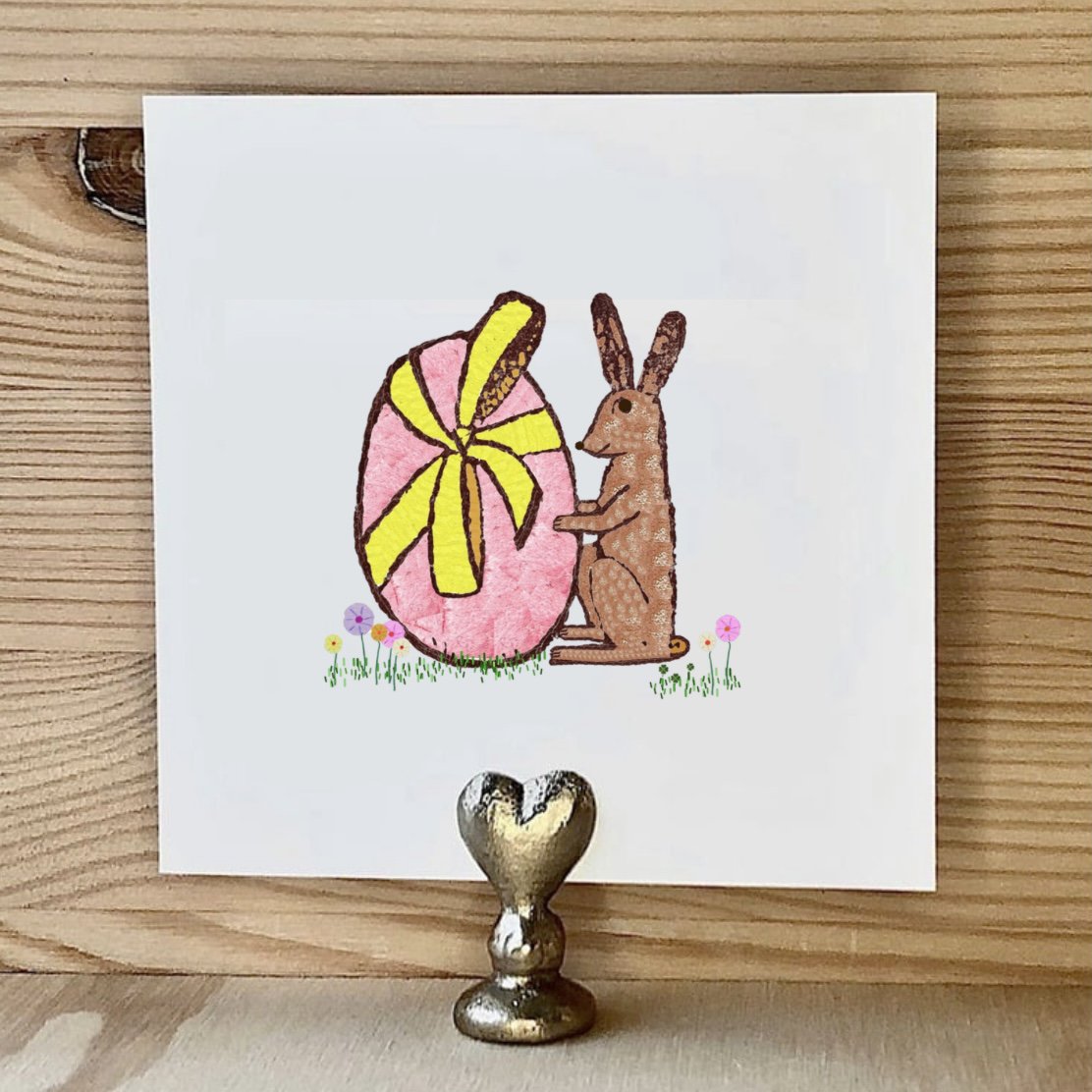 Tarjeta Conejito de Pascua de Chocolate con Huevo