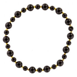  A bracelet made of black agate beads. The bracelet features round, smooth beads in a dark, glossy black color.