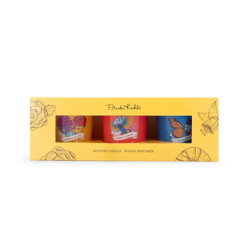 3er Set Duftkerde Frida Kahlo - La Belle Vie, Jasmine exotique, Essence de la vie - 3 x 70g