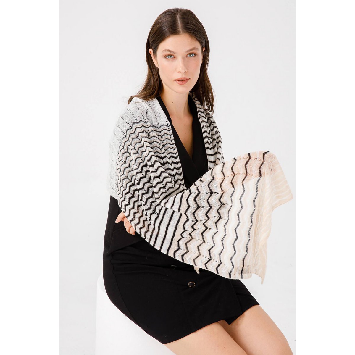 Cybele Shawl Ecru-Beige-Black