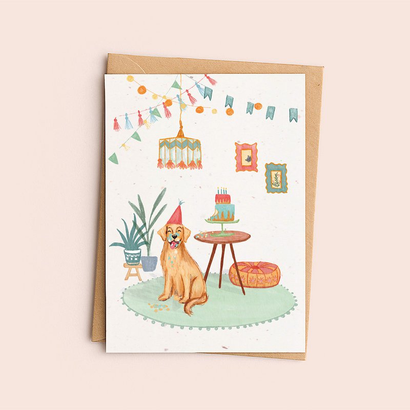Greeting card 'Birthday cake with dog'