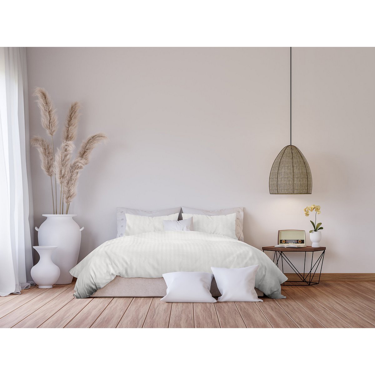 100% Cotton Satin Duvet Cover Napoli - Natural