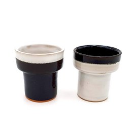 Cup-Kerzenhalter-Topf Tall 2tone weiß mit schwarzem Rand 200-043