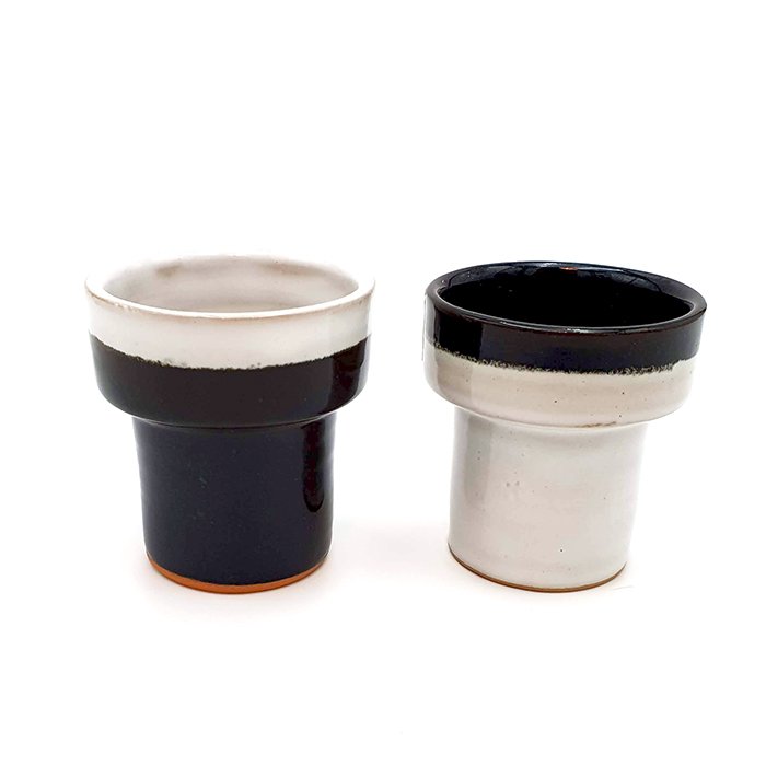 Cup-Kerzenhalter-Topf Tall 2tone weiß mit schwarzem Rand 200-043