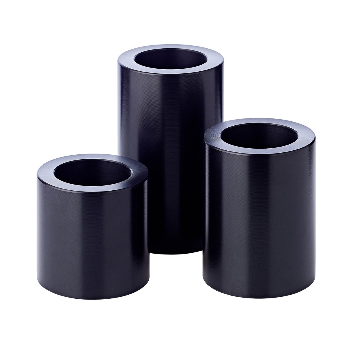 Set of 3 permanent candles Cornelius (Ø 6cm, heights 6/8/10 cm) black, tealight holder heat-resistant 90°