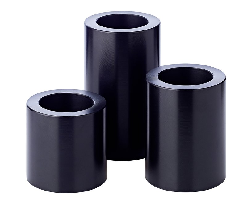 Set of 3 permanent candles Cornelius (Ø 6cm, heights 6/8/10 cm) black, tealight holder heat-resistant 90°