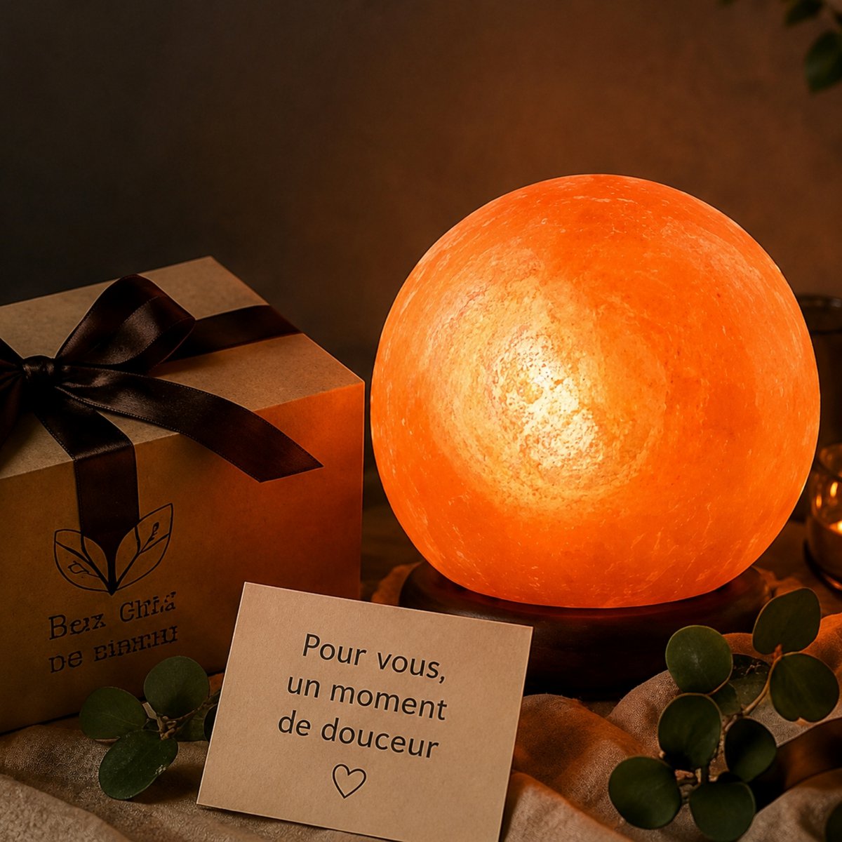 Moon Lamp in Himalayan Salt Crystal 1.9 Kg - Natural Material - Gift and Decoration Idea