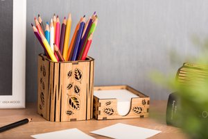 Krea-Wood Handcrafted Oak Desk Organizer
