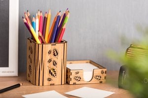 Krea-Wood Handcrafted Oak Desk Organizer
