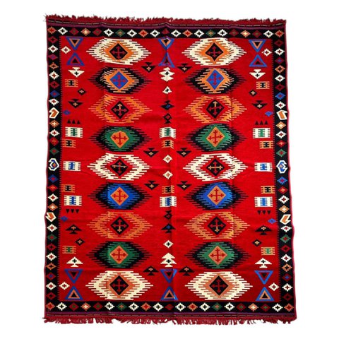 Teppich mit Kilim Motiven- Rot - 300x200x0,5cm
