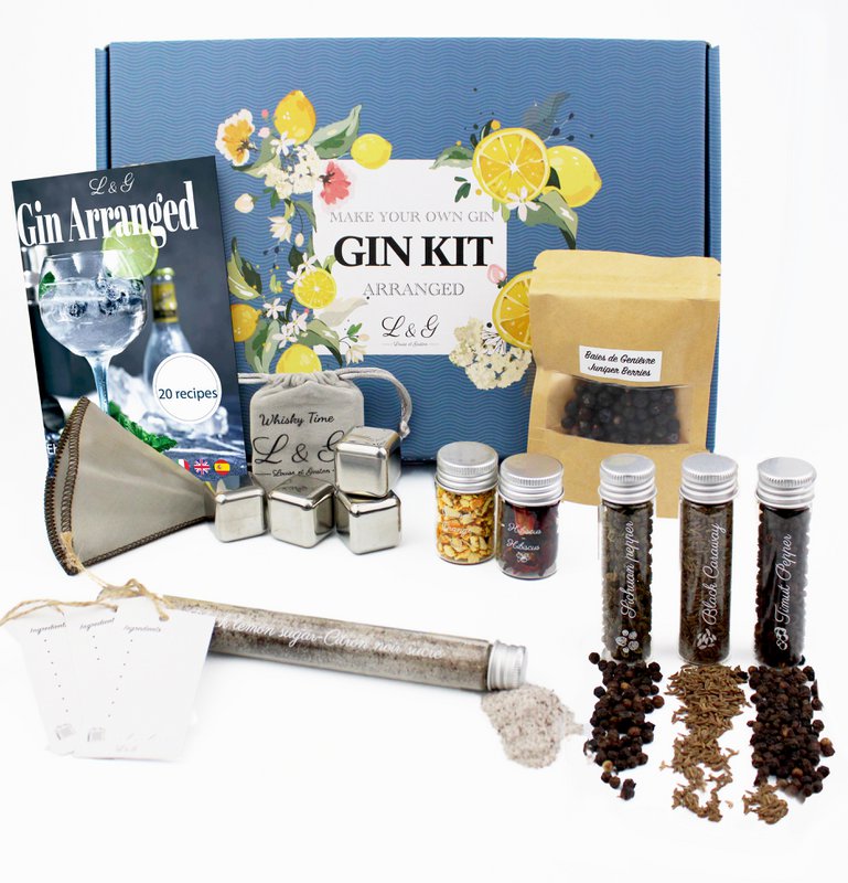 L&G® Spice Discovery Kit til hjemmelavet gin - Eksklusiv gør-det-selv-boks til mænd og kvinder | Unik gaveidé til jul, fødselsdag, valentinsdag | En uforglemmelig oplevelse at nyde derhjemme