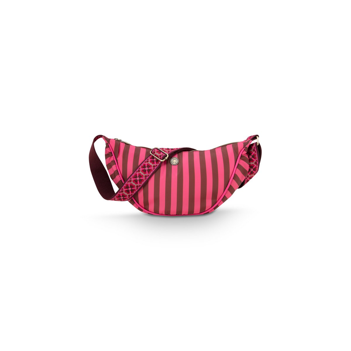 Freya Half Moon Cross Body Bag Stripe Pink 34x10x16cm