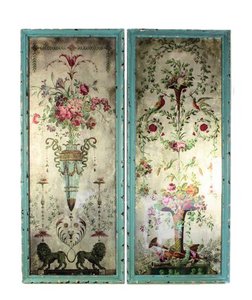 Wall decoration flowers in frame, set of 2