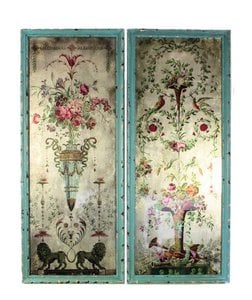Wall decoration flowers in frame, set of 2
