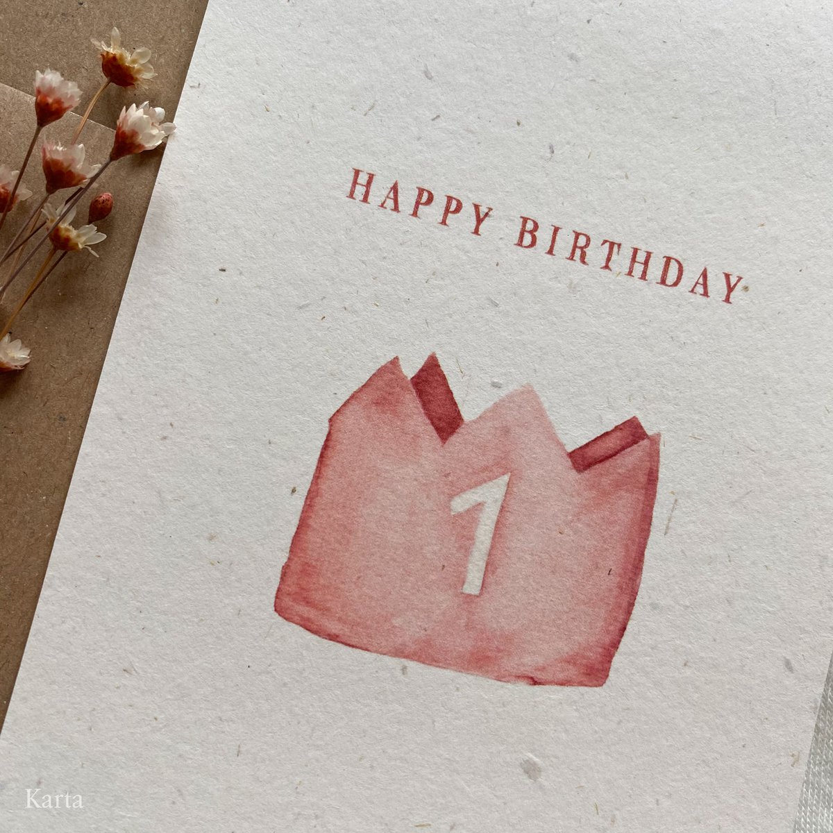 Biglietto di auguri - corona rosa