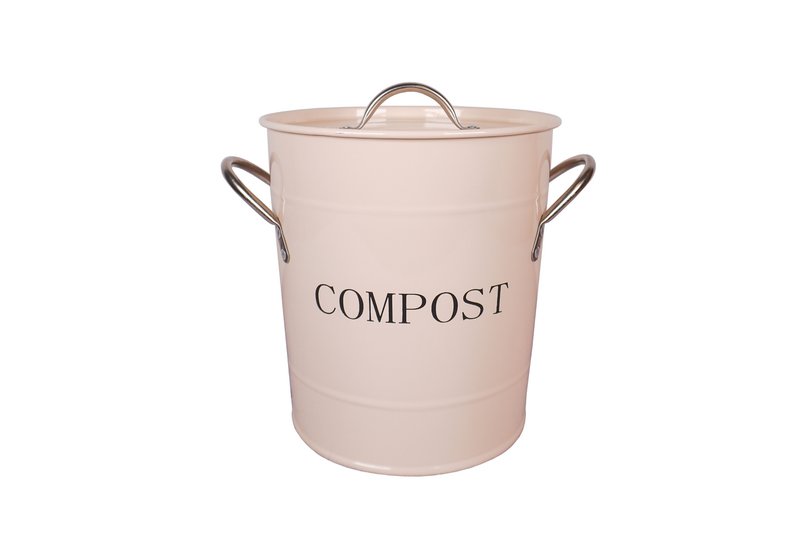 Bac à compost beige à pois noirs 21x19 cm