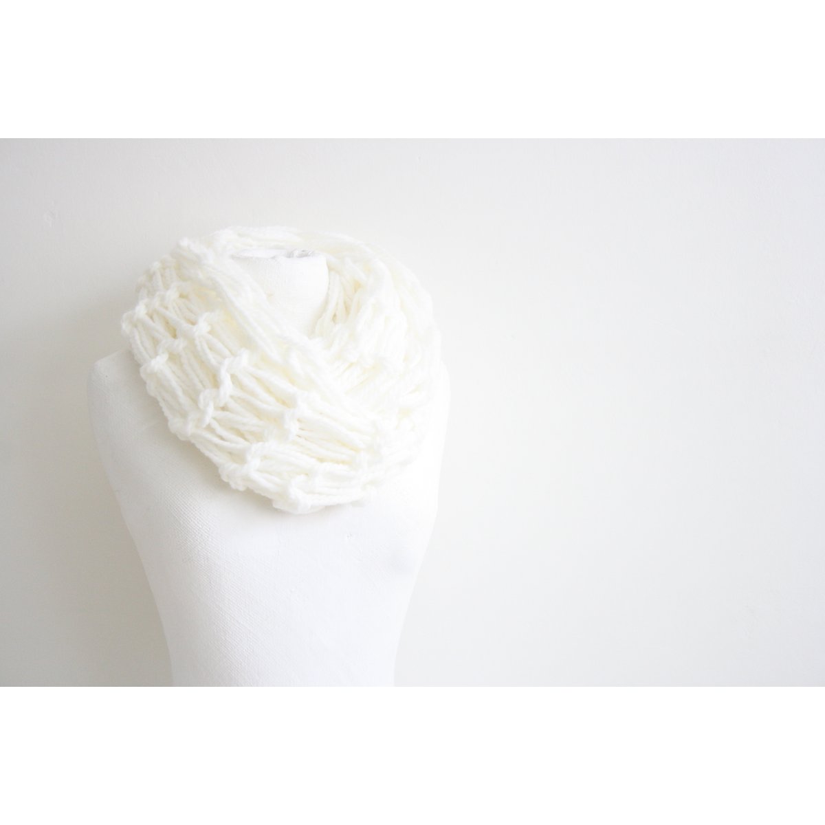 Wool white infinity scarf - wool