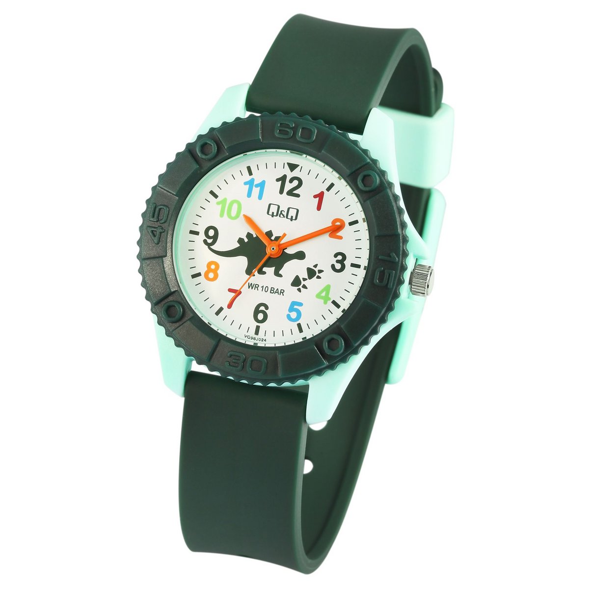Montre enfant Q&Q, bracelet silicone, "Dinosaure", 10 bar, Ø 35 mm
