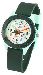 Montre enfant Q&Q, bracelet silicone, "Dinosaure", 10 bar, Ø 35 mm