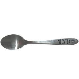 A silver metal teaspoon with the word "HESTER" engraved on the handle. The spoon appears to be a high-quality, durable kitchen utensil.