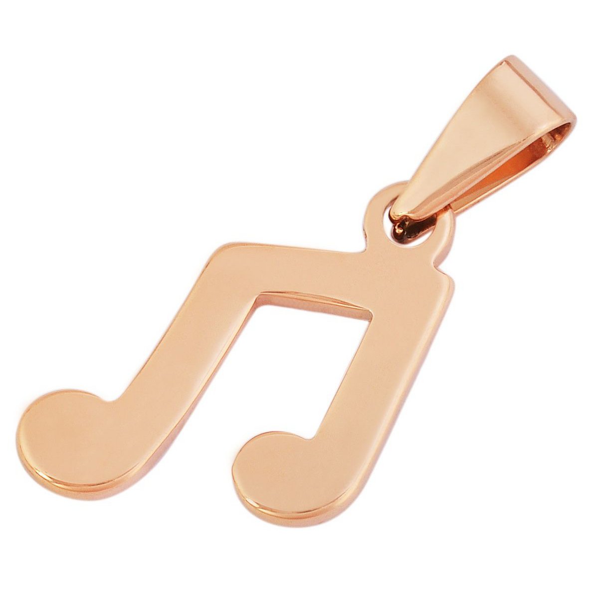 Ciondolo in acciaio inossidabile con accenti, nota musicale, IP oro rosa, color oro rosa