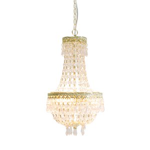 Crystal ceiling light, clear/gold, plastic/metal, 26x50 cm