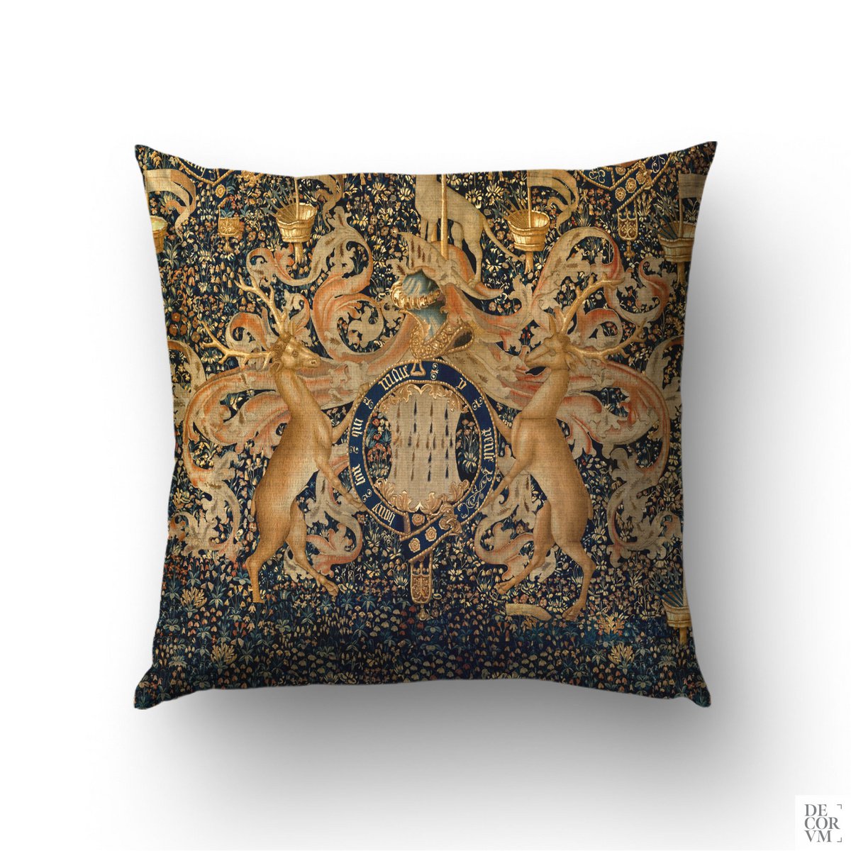 Middeleeuwse heraldiek tapijt gooien kussensloop, donkere Academia decor | MEV001