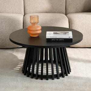 Veronica S Ronde Salontafel [Hout & Zwarte Kleur] [80 cm]