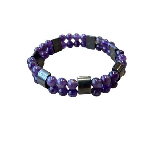 Damenarmband Amethyst 6 mm mit Hämatit
