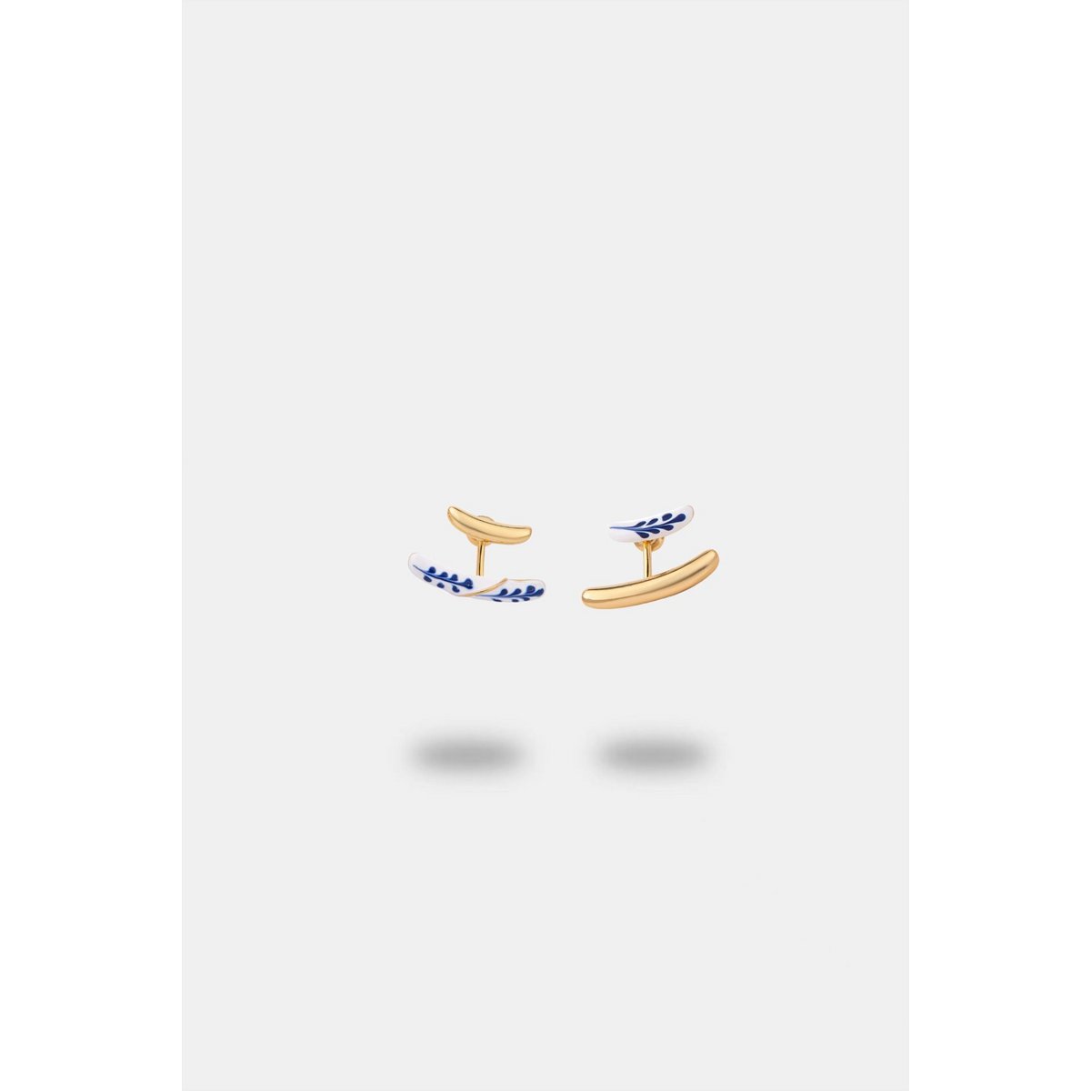 Enamel front-and-back Earrings — Blue & Gold